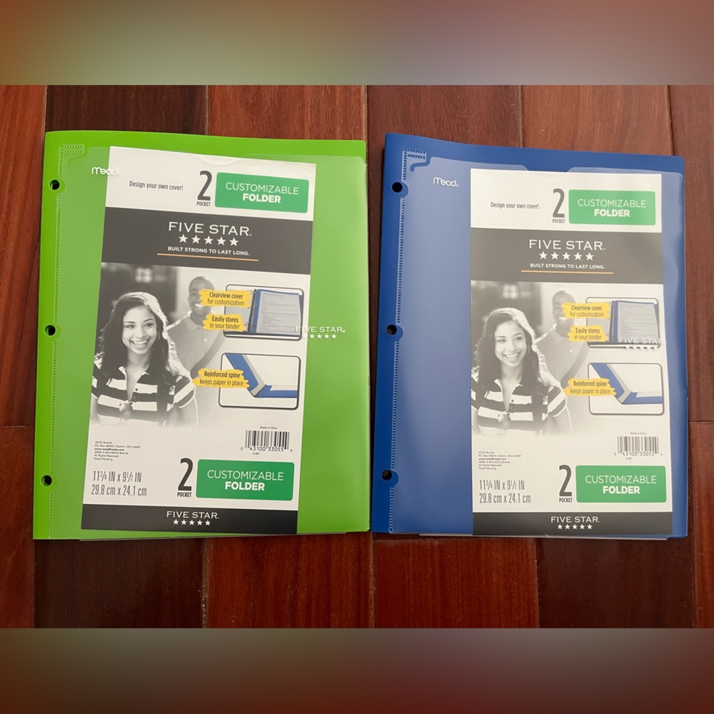 Five Star Green and Blue Customizable Folders